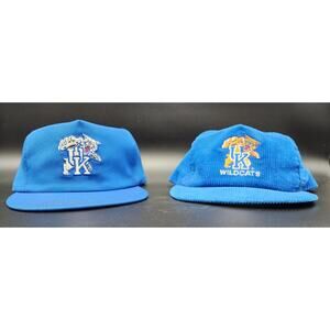 2 Vintage UK Wildcats Snapback Hats 1984 Corduroy & DeLong USA Caps